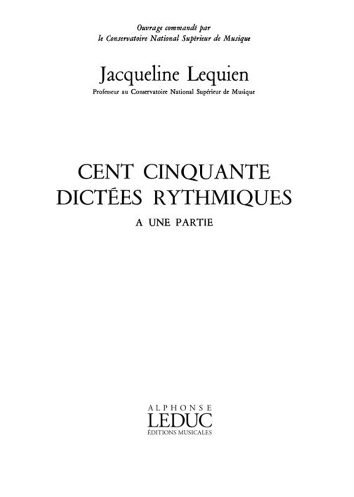 Lequien 150 Dictees Rythmiques a Une Parts
